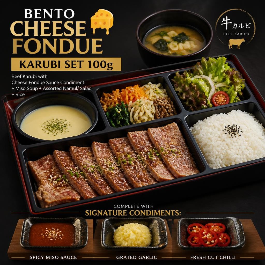 Bento Cheese Fondue Karubi Set 100g Yakiniku Like